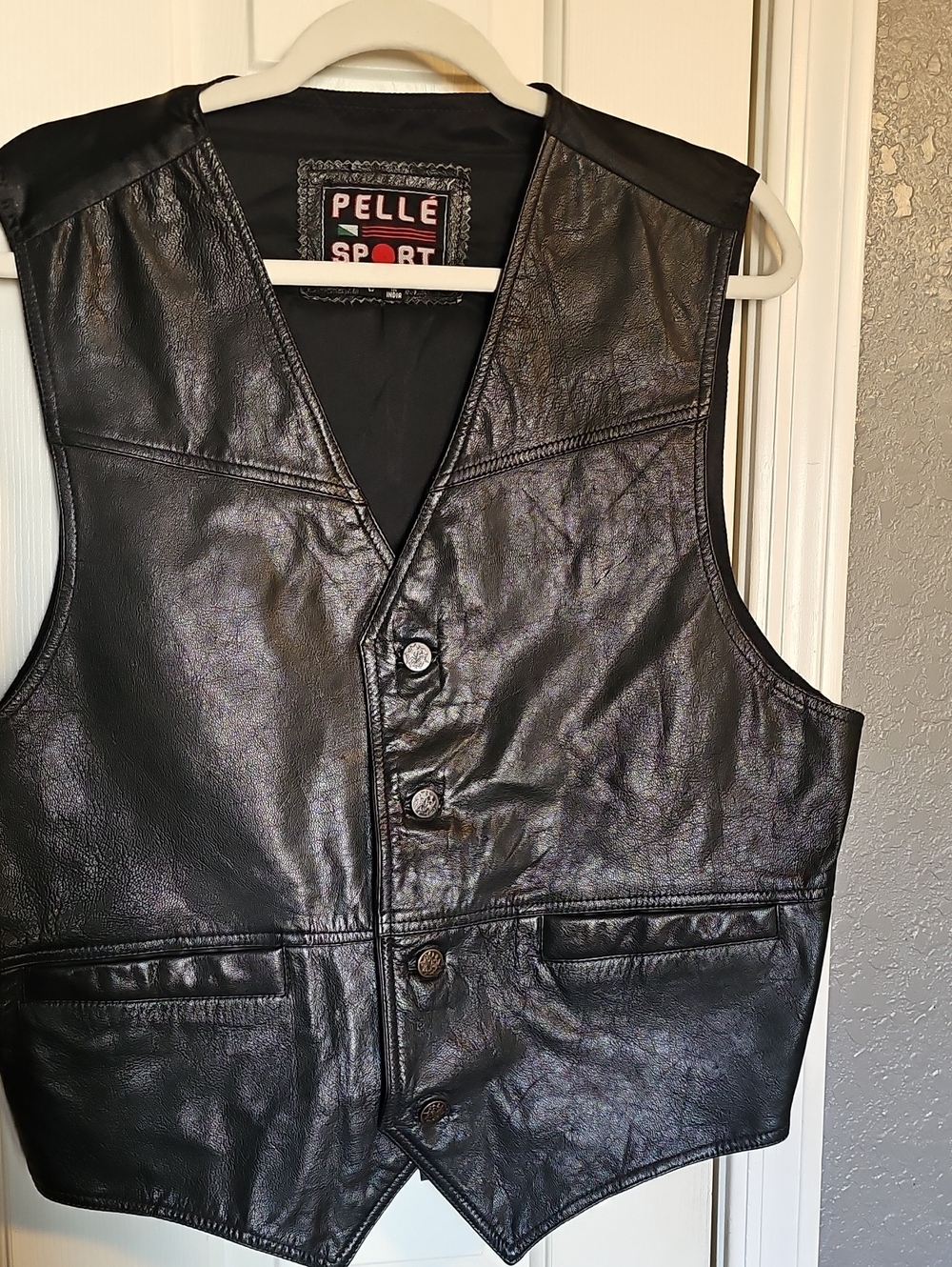 Pelle Sport Men's Leather Vest Black Size Large Like New